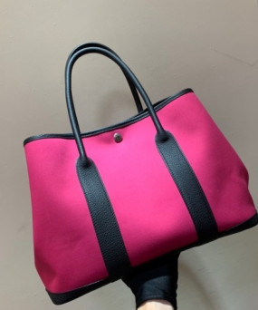 에르메스 가든파티30 로즈 아잘리 캔버스 블랙 네곤다